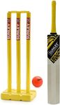 SUNLEY Cricket Set with Pro Popular Willow Cricket Bat Size 5 & 1 PVC Wicket Set & 1 Wind Ball (Age Group (8-12 Years))