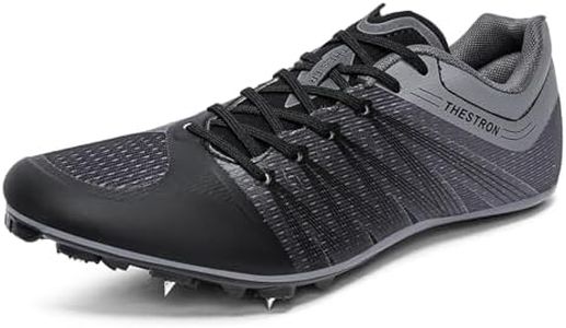 Zakey Mens Womens Track and Field Shoes Spikes Track Race Jumping Sneakers Professional Running Nail Spikes Shoes for Kid(42,GrayBlack)