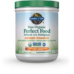 Garden of Life Raw Organic Perfect Food Energizer 276 gram. "Raw Organic Perfect Food Energizer is packed with 45 nutrient- dense ingredients, including organic yerba maté, organic maca, organic cordyceps and organic baobab, with added vitamin B12 plus enzymes. 3.7 g of Organic Farmed Greens per scoop plus fruits, vegetables, sprouts and seeds. Provides antioxidants, probiotics and enzymes to support digestion.