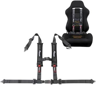 4 Point Harness with Ez-Buckle and Padding, Harness Seat Belt with 2 Inch Padding with Sternum Strap Fits all Side by Sides, UTV, 4x4, Go Cart, Buggy (Black)