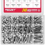 YEEZET 240PCS M5 M6 M8 Flanged Bolts and Nuts Kit,Stainless Steel 304 Metric Flanged Hex Screws Nuts Includes 14 Most Common Sizes