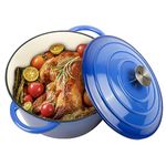 Gacuray 6.8Qt Enameled Cast Iron Dutch Oven Pot with Lidnd Dual Handles Heavy Duty Non-Stick Blue