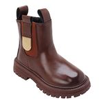 Hopscotch Girls Solid Ankle Length Boots In Brown Color for Ages 9-10 Years