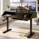 TRADITIONAL CRAFT Electric Height Adjustable Standing Desk with Cable Tray, Ergonomic Sit Stand Home Office Desk, Motorized Table