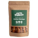 Pets Purest Natural Dog Treat Chews - 100% Healthy Air-Dried Chicken Sausage Meat Treats for Dogs, Puppy & Senior. Grain & Gluten Free Low Fat Raw Protein Dog Food Snack (200g)