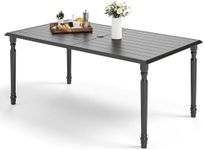 MFSTUDIO 60" Large Metal Outdoor Dining Table, Black Rectangle Patio Table Traditional Furniture with 1.77” Umbrella Hole for Deck,Backyard,Lawn,Garden