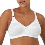 Bali Double Support Wireless Bra, Lace Bra with Stay-in-Place Straps, Full-Coverage Wirefree Bra, Tagless for Everyday Wear, White, 38C