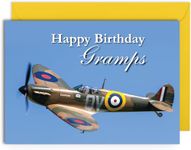 Gramps Spitfire Birthday Card - Medium Sized Card (A5 Size -148mm x 210mm) with Yellow Envelope