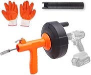 VEVOR Drain Auger 25Ft, Plumbing Snake Auto Feed, Plumbers Snake with Drill Attachment, Pipe Snake Drain Clog Remover for Kitchen Bathroom Shower Sink with Protective Hose and Gloves