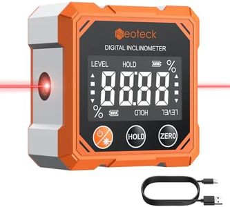 Neoteck 4-Side Magnetic Digital Angle Finder with Laser (Class 2,<1mW Output) 4x90°Angle Finder Tool Rechargeable Digital Angle Gauge with Backlight Screen Digital Laser Level for Hanging Construction