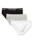 Calvin Klein Men's Hip Brief 3pk Briefs, White/ Black/ Grey Heather, M