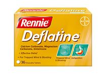 Rennie Deflatine, Trapped Wind and Bloating Tablets, Fast and Effective Heartburn Relief and Indigestion Relief, Sugar Free Mint, 1 Pack of 36 Tablets