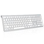 Multi Device Bluetooth Keyboard, Rechargeable Wireless Keyboard, Lekvey 3-in-1 Slim Keyboard with Number Pad, Full Size Bluetooth Keyboard for Mac, MacBook Air/Pro, iPad, Windows Tablet Laptop, Silver