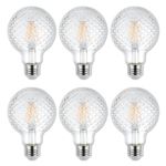 Westinghouse Lighting 5268020 5.5 Watt (40 Watt Equivalent) Cut Glass G25 Dimmable Clear Filament LED Light Bulb, Medium Base, 6 Pack