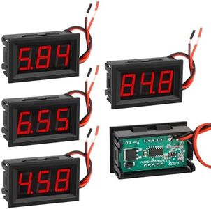 5 Pack DC 5~120V Digital Mini Voltmeter Voltage Display, SUNJOYCO 0.56" LED Display Panel Voltage Tester Meter, Car Motorcycle Battery Monitor Voltage Gauge, 2 Wires Calibratable DC Volt Meter, Red