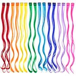 16 PCS Colored Clip in Hair Extensions, Colorful Party Highlights Hair Synthetic Hairpieces Rainbow Hair Accessories for Women Girls, 8 Colors (Curly)