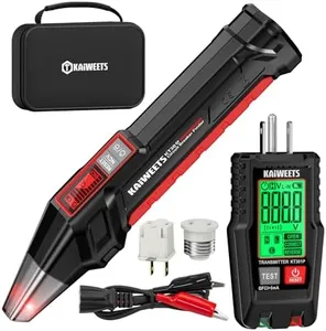 KAIWEETS Circuit Breaker Finder with LCD Display, NCV Test & Flashlight, Electric Tester and Voltage Tester with Integrated GFCI Outlet Tester, Includes Carrying Case and Adapter- KT301P