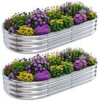 2Pcs Raised Garden Bed 6x3x1 FT Galvanized Raised Garden Boxes Outdoor Galvanized Planter Box Garden Planter with Metal Plant Climbing Stand for Vegetables Flowers Herb (6×3×1 FT/180 * 90 * 29 CM)