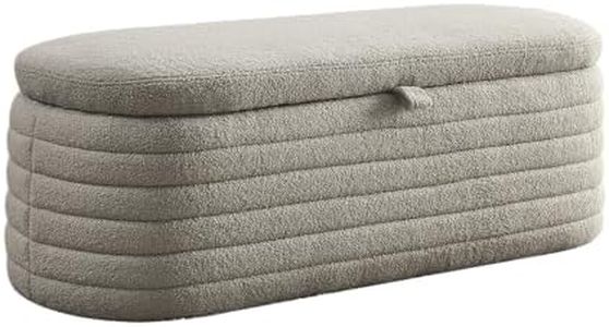 Uneeruiqy 45.5 Inches Storage Ottoman Bench, Upholstered Fabric Storage Bench End of Bed Stool with Safety Hinge for Bedroom, Living Room, Entryway, Grey