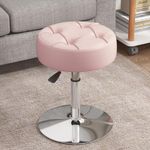 ACEQLYT Adjustable Swivel Pink Vanity Stool Vanity Chair for Makeup Room, Bathroom, Living Room, Bedroom, Small Ottoman Stool for Vanity, Comfortable, Sturdy, Easy to Assemble