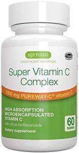 Super Vitamin C Complex, 1000mg High Absorption Pureway-C Vegan Vitamin C with Bioflavonoids, 60 Servings, 2 Month Supply, 24-Hour Action, Immune Health, Energy, Heart & Brain, by Igennus