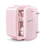 YASHE Mini Fridge, 4 Liter/6 Cans Portable Cooler and Warmer, AC/DC Power Small Fridge, Quiet Desk Skincare Fridge for Beauty Drinks Medicine, Mini Fridge for Bedrooms Office Dorm Car Travel, Pink