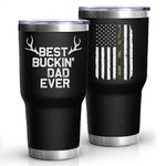 Dad Gifts for Men BEST BUCKIN' DAD EVER Tumbler 30 Oz Stainless Steel Insulated Cup Coffee Mug with Lid and Straw Mens Father's Day, Christmas and Birthday Gifts Idea