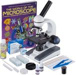 AmScope - 40X-1000X Cordless Student Compound Microscope + Slide Preparation Kit + World of The Microscope Book - M150C-SP14-CLS-50P100S-WM