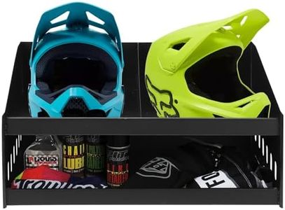 GarveeTech Helmet Tray, Aluminium Double Helmet Placement Rack, Triple Helmet Tray for Shops, Garages, Storerooms - Stores 3 Helmets - Gloves Goggles Jerseys, Sides for Hanging Clothes