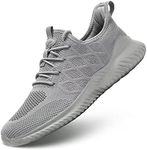 Mens Running Shoes Slip-on Walking Tennis Sneakers Lightweight Breathable Casual Soft Sole Mesh Workout Sports Shoes, Grey, 9.5