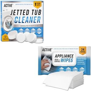 ACTIVE Jetted Tub Cleaner Tablets and Appliance Cleaning Wipes - Includes 12pk Jet Bathtub Cleaning Tablets and 24pk Appliance Surface Wipes