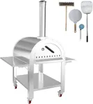 PioneerWorks Portable 46" Outdoor Pizza Oven Stainless Steel Wood Fired Pizza Maker Grill for Backyard, Portable Stainless Steel Pizza Oven with Insulation and Dual Table Tops