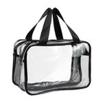 Bezavea Clear Travel Toiletries Bag, Waterproof Clear Makeup Bag with Zippers, Clear Shower Bag, Cosmetic Bags, Large Capacity, Travel Accessories Portable (Transparent, 31 × 16 × 21 cm)