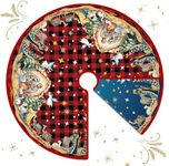 Reversible Nativity Scene Christmas Tree Skirt 36 Inch Religious Christmas Tree Mat Jesus Christian Christmas Tree Skirt Buffalo Plaid Holy Night Winter Holiday Tree Mat Decoration