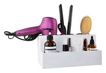 Spiretro Hair Tools Organizer, Hair Blow Dryer Care Styling Straightener, Flat Iron, Curling Wand, Brushes Holder, Caddy Storage for Vanity & Bathroom, Makeup, Wall Mount or Sit on Counter, Wood_White