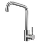 Kitchen Sink Mixer Tap Rectangle 360 Swivel Spout Stainless Steel 1 Hole Monobloc Faucet Mono Hot and Cold Mixers Taps Single Lever Brushed Nickel