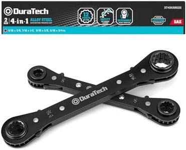 DURATECH 4-in-1 Reversible Ratcheting Wrench Set, Double Box End Wrench Set, 2-Piece, 5/16", 3/8", 7/16", 1/2", 9/16", 5/8", 11/16", 3/4", SAE
