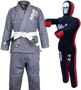 Hawk Sports Brazilian Jiu Jitsu Gi for Men and Women & Skull Grappling Dummy for Combat Sports Mastery