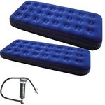 Zaltana 2-Pcs Single Size Air Mattress with Double Action air Pump Combo (AMSx2+AP3), Blue