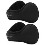 Dwenarry Winter Ear Muffs Unisex Foldable Black Earmuffs for Men Women Adjustable Polar Fleece Ear Warmers 2 Pack