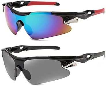 Weinsamkeit 2 PCS Lunettes de Soleil de Sport Polarisées, Lunettes de Cyclisme Polarisées avec Protection UV400, pour Cyclism,Conduire,Golf Et Activités D'extérieur pour Homme Et Femme