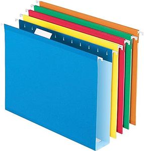 Pendaflex Extra Capacity Hanging File Folders, Letter Size, Reinforced, 2 Inch Expansion, Assorted Colors, 25 Per Box (4152X2 ASST)