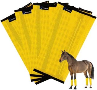 FOXLVDA Horse Fly Boots - Fly Boots for Horses Set of 4, Comfortable Horse Leggings, Mesh Material Design with Metal Support Bars for Reduces Stomping & Leg Fatigue (4, Yellow, Large)