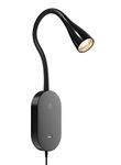 deeloop LED Wall Mount Reading Light for Bed, Reading Lamp with USB Output 5 Brightness Levels Touch Control Book Lights, 4000K Bedside Lamp Flexible Gooseneck, 2 Easy Install Options