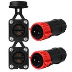 GaiRen 50Amp Trolling Motor Plug Receptacle Set, 12/24/36/48 Volt Marine Boat Power Connector Red 2 Pack
