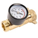 Hourleey Brass Hi-Flow Pressure Water Regulator, Lead Free, RV Water Regulator with Filter Screen and Gauge for Campers, Travel Trailers, RV Plumbing System