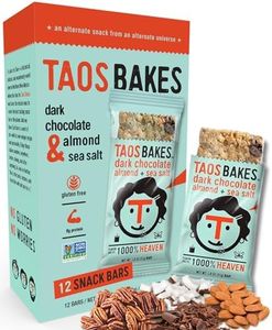 Taos Bakes - Snack Bars - Dark Chocolate Almond + Sea Salt - Protein Bars - 8g of Protein, High Fiber, Vegan, Gluten Free, & Non-GMO - Healthy Snacks for Adults & Kids - (12 Pack, 1.8oz Bars)