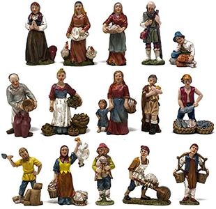 ROSSI ROSA Pastori in resina 15 Personaggi da 10 cm Statuine per Presepe Set 15 pezzi, (C3000IVS1)