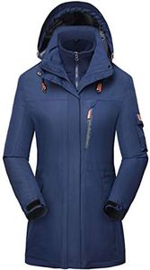 Flygo Womens 3 in 1 Fleece Lined Rain Jacket Windproof Waterproof Parkas (X-Small, Navy)