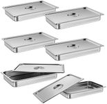 Garvee 6 Pack Full Size Hotel Pan Steam Table Pan, [NSF Certified][with Lid] Catering Food Pan Commercial Stainless Steel 2.5 Inch Deep Anti-Jamming